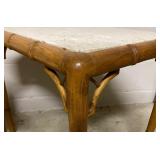 Two Vintage Faux Bamboo Marble Top Nesting Tables