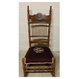 Antique Rocking Chair with Needlepoint Seat
