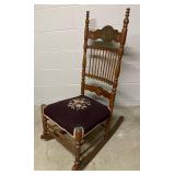 Antique Rocking Chair with Needlepoint Seat