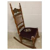 Antique Rocking Chair with Needlepoint Seat