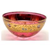 Antique Moser Cranberry Glass Dish