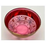 Antique Moser Cranberry Glass Dish