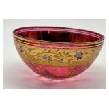 Antique Moser Cranberry Glass Dish