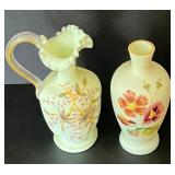 Two Pieces of Victorian Satin Glass