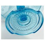 Antique Blue Medallion Hearts and Spades Pedestal Cake Plate