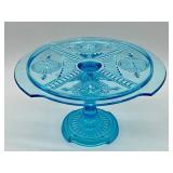 Antique Blue Medallion Hearts and Spades Pedestal Cake Plate