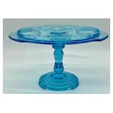 Antique Blue Medallion Hearts and Spades Pedestal Cake Plate