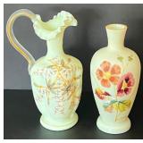 Two Pieces of Victorian Satin Glass