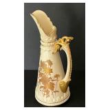Antique Royal Worcester Blush Ivory Porcelain Gilded Ewer