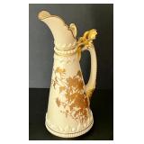 Antique Royal Worcester Blush Ivory Porcelain Gilded Ewer