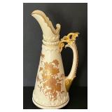 Antique Royal Worcester Blush Ivory Porcelain Gilded Ewer