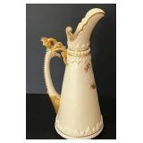 Antique Royal Worcester Blush Ivory Porcelain Gilded Ewer