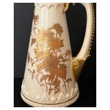 Antique Royal Worcester Blush Ivory Porcelain Gilded Ewer