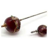 Vintage Mosaic Glass Hatpin and Pendant