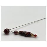 Vintage Mosaic Glass Hatpin and Pendant