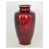 Vintage Japanese Red Cloisonné  Enamel Vase