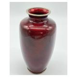 Vintage Japanese Red Cloisonné  Enamel Vase