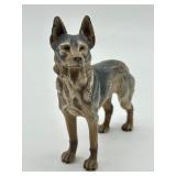 Vintage Cold Painted Bronze German Shepard Figurine