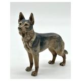 Vintage Cold Painted Bronze German Shepard Figurine