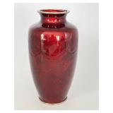 Vintage Japanese Red Cloisonné  Enamel Vase