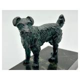 Vintage Bronze Dog Figurine on Marble Base