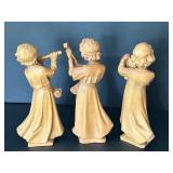 Three Carved Wooden Angel Figurines by Drechselstube