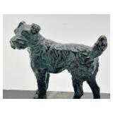 Vintage Bronze Dog Figurine on Marble Base