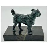 Vintage Bronze Dog Figurine on Marble Base