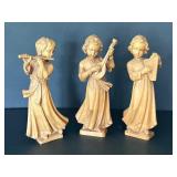Three Carved Wooden Angel Figurines by Drechselstube