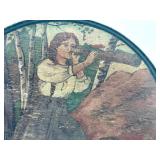 Antique Swedish Painted Plate and Miniature Wooden Carved Figurine