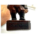 Antique Swedish Painted Plate and Miniature Wooden Carved Figurine