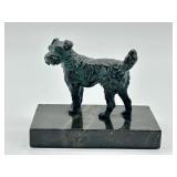 Vintage Bronze Dog Figurine on Marble Base