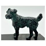 Vintage Bronze Dog Figurine on Marble Base