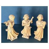 Three Carved Wooden Angel Figurines by Drechselstube