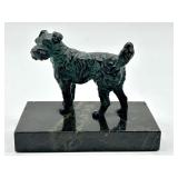 Vintage Bronze Dog Figurine on Marble Base