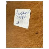 Antique Swedish Painted Plate and Miniature Wooden Carved Figurine