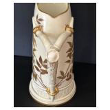 Antique Royal Worcester Blush Ivory Horn Handle Jug