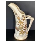 Antique Royal Worcester Blush Ivory Horn Handle Jug