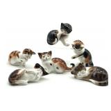 Collection of Six  Royal Douton Porcelain Kitten Figurines