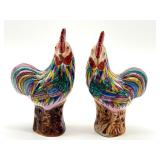 Pair of Vintage Chinese Rooster Figurines