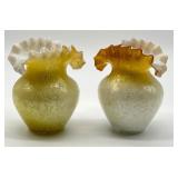 Pair of Antique Ruffled Edge Vases