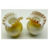 Pair of Antique Ruffled Edge Vases