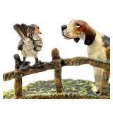 Antique Cold Painted Bronze Figurine of a Dog and Bird