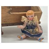 Vintage Dollhouse Miniature Cradle and Doll