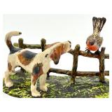 Antique Cold Painted Bronze Figurine of a Dog and Bird
