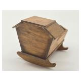 Vintage Dollhouse Miniature Cradle and Doll