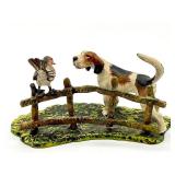 Antique Cold Painted Bronze Figurine of a Dog and Bird