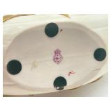 Antique Royal Worchester Ivory with Gold Simulated Bamboo Twig Handled Double Mouth Vase