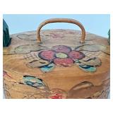 Vintage Wooden Swedish Hand Painted Tine Box
