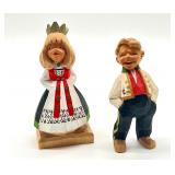 Pair of Vintage Norwegian Carved Wooden Figurines